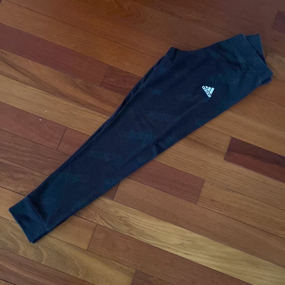 Adidas Black Logo Leggings size Medium yoga workout activewear